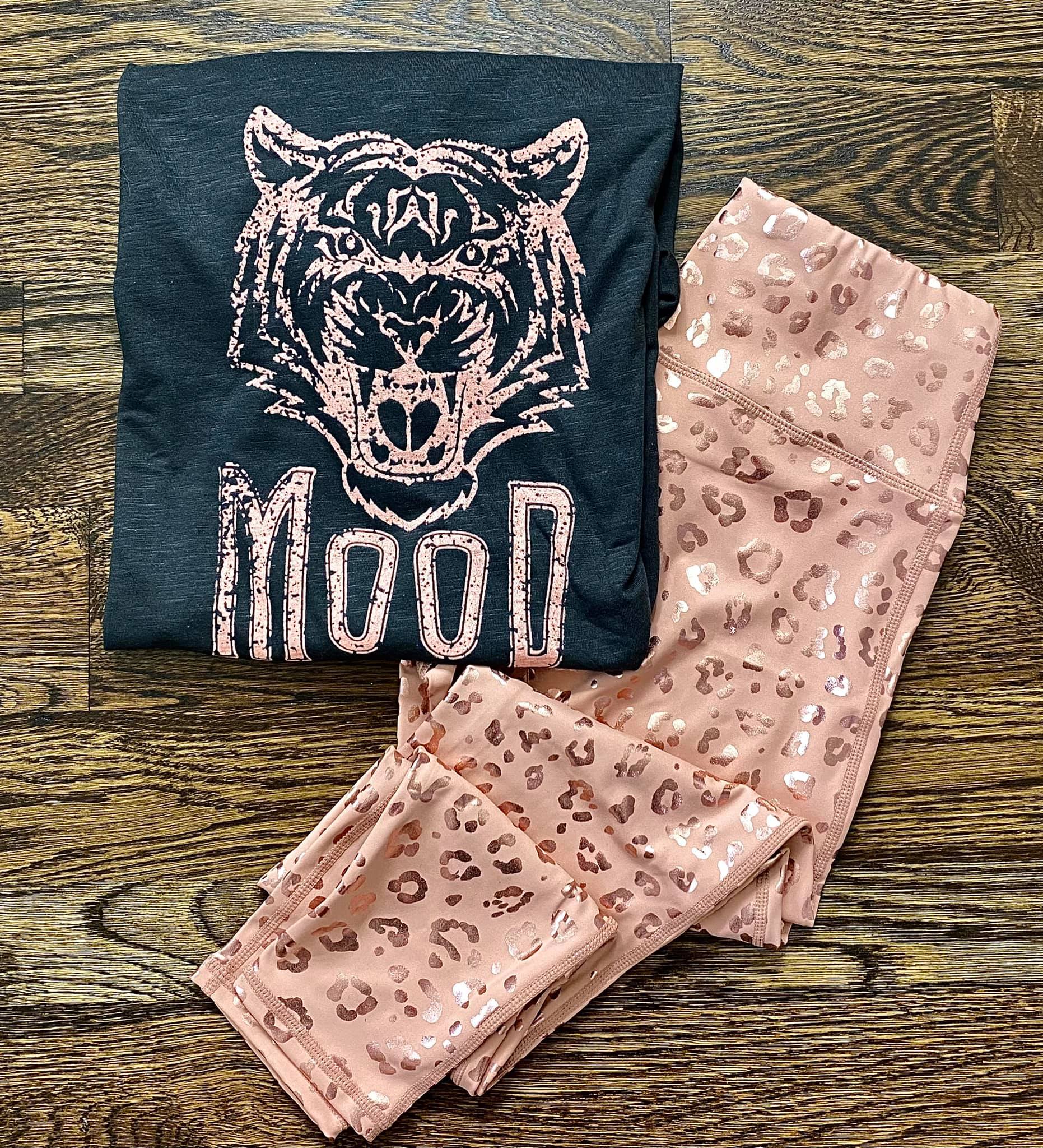 Metallic Rose Animal Print Leggings.