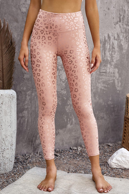 Metallic Rose Animal Print Leggings.